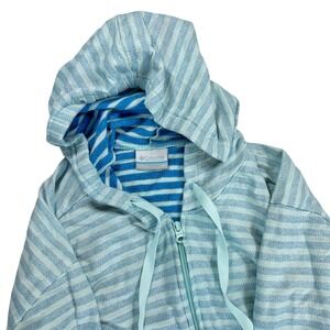 Columbia Women's Full-Zip Hiking Hoodie Size-Medium Blue/White Striped Gorpcore